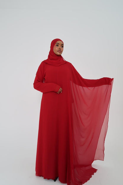 Carmine Red Chiffon Dress