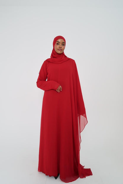 Carmine Red Chiffon Dress