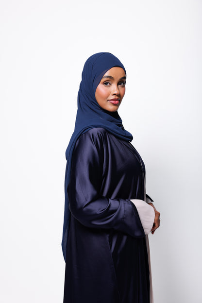 Royal Navy Satin Abaya With Soft Hands Details