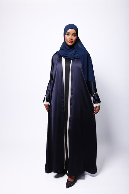 Royal Navy Satin Abaya With Soft Hands Details