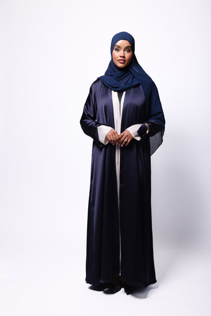 Royal Navy Satin Abaya With Soft Hands Details