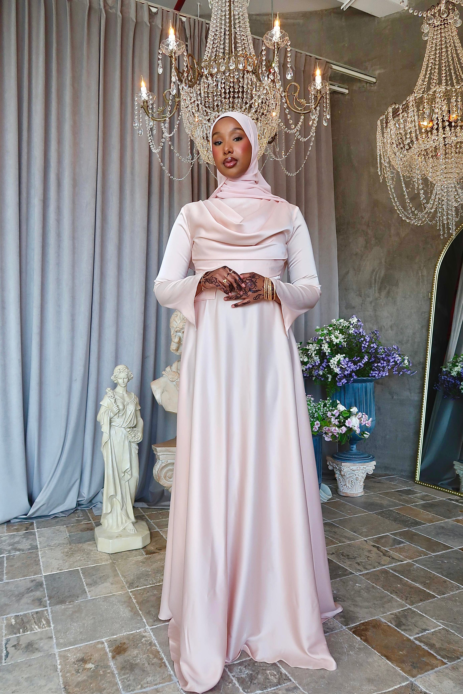 Petal Baby Pink Satin Dress Elegant Occasionwear Aeko Collection Petal Baby Pink Satin Dress Elegant Occasionwear Aeko Collection