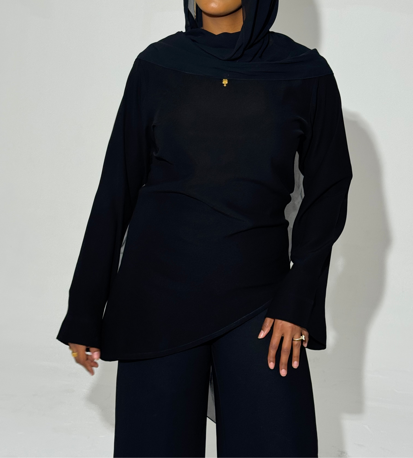 Black Two Piece Set With Asymmetrical Top